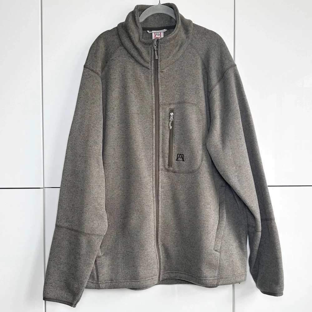 Mens Avalanche Zip Front Jacket Size XXL Olive Green Pockets Long Sleeve Hiking